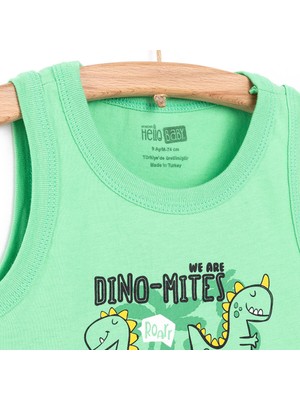 Hello Baby Basic Dino Baskılı Atlet Tshirt Erkek Bebek