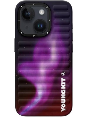 YoungKit iPhone 15 Uyumlu Kılıf Kuzey Işıkları Desenli Youngkit Aurora Serisi Mor