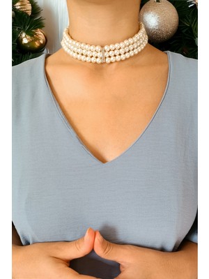 Minimalist Tasarım Zirkon Taşlı Inci Choker Inci Choker Kolye Tasma Kolye Kadın Gül Choker Kolye