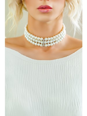 Minimalist Tasarım Zirkon Taşlı Inci Choker Inci Choker Kolye Tasma Kolye Kadın Gül Choker Kolye