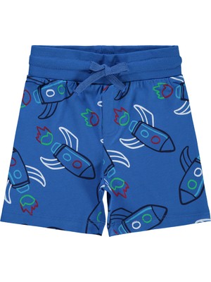 Civil Boys Erkek Çocuk Kapri 2-5 Yaş Saks Mavisi Roket Desenli Rahat Kesim