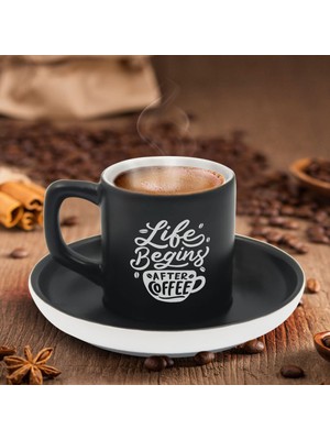 Bk Gift Kişiye Özel Coffe Tasarımlı Siyah Renk Türk Kahvesi Fincanı-12, Arkadaşa Hediye, Sevgiliye Hediye, Yıl Dönümü Hediyesi