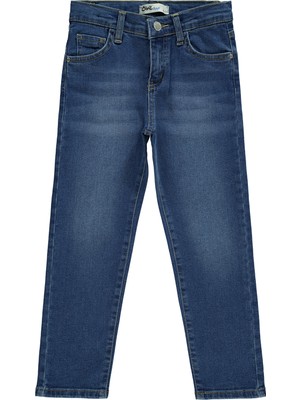 Civil Boys Erkek Çocuk Kot Pantolon 6-9 Yaş Boru Paça Mavi Pamuklu Günlük Model