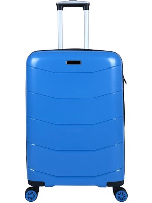 Bagacar Ultra Hafif Kırılmaz Silikon Büyük Boy Valiz Mavi+Etiket Hediyeli!