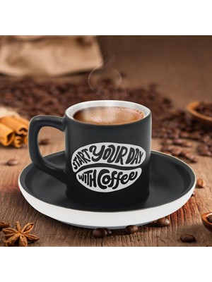 Bk Gift Kişiye Özel Coffe Tasarımlı Siyah Renk Türk Kahvesi Fincanı-8, Arkadaşa Hediye, Sevgiliye Hediye, Yıl Dönümü Hediyesi