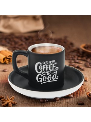 Bk Gift Kişiye Özel Coffe Tasarımlı Siyah Renk Türk Kahvesi Fincanı-10, Arkadaşa Hediye, Sevgiliye Hediye, Yıl Dönümü Hediyesi