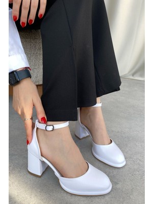 Moda Adam Kadın Penida Platform Topuklu Ayakkabı - Beyaz