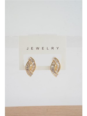 By Zeyna Aksesuar Kadın Özel Tasarım Zirkon Taşlı 2'li Minimal Küpe