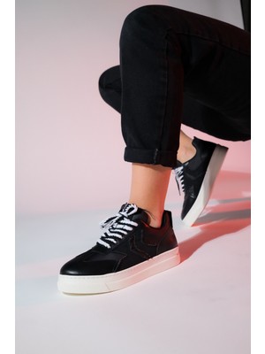 Luvi Sande Siyah Denim Detaylı Kadın Spor Sneakers