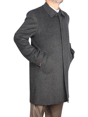 Akıncı Tekstil Erkek Kaşe Kaban Kırçıllı Koyu Gri