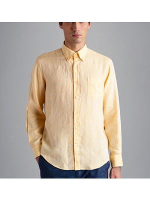 Paul & Shark  Erkek Marka Logolu Düğmeli Gömlek Yaka Uzun Kollu Sarı Gömlek 24413098-458