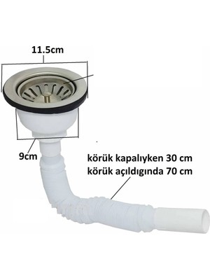 Karaaliler Çöpmak Büyük Kafa Lavabo Sifonu Gider Borusu Körüklü