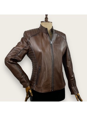 Always Leather Kadın Ceket Deri Kahverengi Usta İşi Özel Dikim Dayanıklı