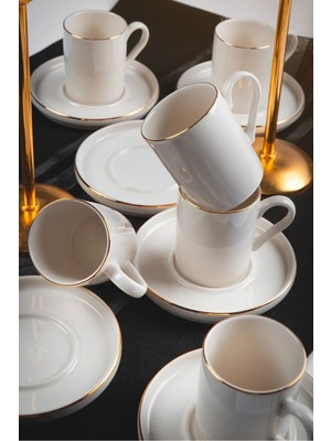 Heda Porselen Rüya 12 Parça 6 Kişilik Altın Yaldız Porselen Kahve Takımı