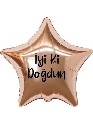 Organizasyon Pazarı 18 inç Rose Gold Renk İyi ki Doğdun Yazılı Yıldız Folyo Balon