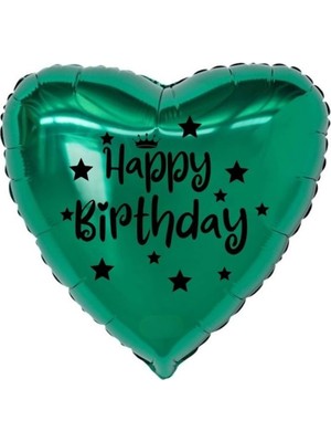 Organizasyon Pazarı 18 inç Yeşil Renk Taç - Yıldız Figürlü Baby Shower Temalı Kalp Folyo Balon