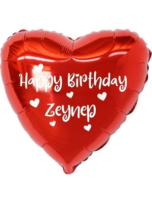 Organizasyon Pazarı 18 inç Kırmızı Renk Kişiye Özel Happy Birthday Yazılı Kalp Figürlü Kalp Folyo Balon