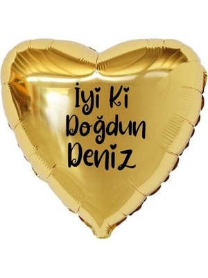 Organizasyon Pazarı 18 inç Gold Renk Kişiye Özel İyi ki Doğdun Yazılı Kalp Folyo Balon
