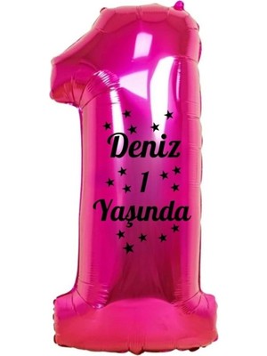 Organizasyon Pazarı 34 inç 1 Pembe Renk Kişiye Özel 1 Yaşında Yazılı Rakam Folyo Balon