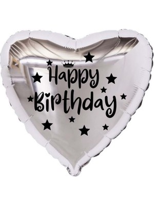 Organizasyon Pazarı 18 inç Gümüş Renk Taç - Yıldız Figürlü Baby Shower Temalı Kalp Folyo Balon