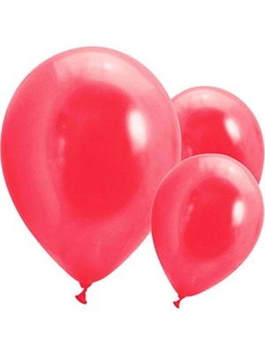 Organizasyon Pazarı 12 inç Kırmızı renk 25 li Metalik Dekorasyon Balonu