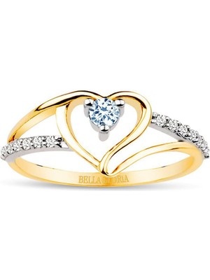 Bella Gloria 8 Ayar 2,52 Gr "Aşkıma" Altın Kalp Yüzük (PR78002)