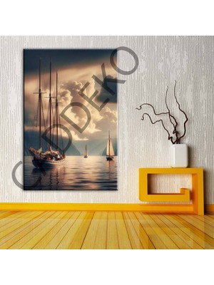 Caddeko Yelkenli Tekneler ve Deniz Kanvas Tablo DKMR369