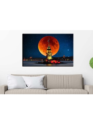 Caddeko Masal Istanbul Kız Kulesi Masalsı Gece Istanbul Tablosu Dkm-75-2b