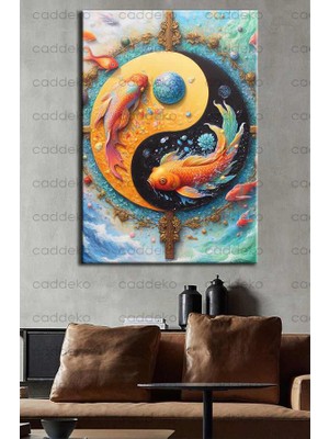 Caddeko Ying Yang ve Balık Feng Shui Kanvas Tablo FNGS20