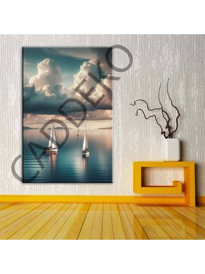 Caddeko Yelkenli Tekneler ve Deniz Kanvas Tablo DKMR370
