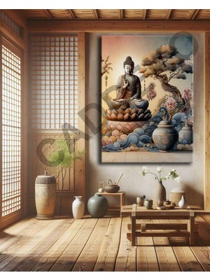 Caddeko Buddha Feng Shui Buda Kanvas Tablo FNGS24