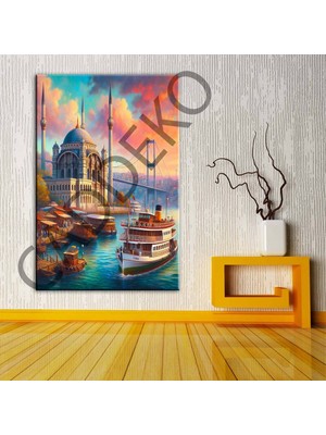 Caddeko Istanbul Ortaköy Cami ve Sahil Kanvas Tablo DKMR352
