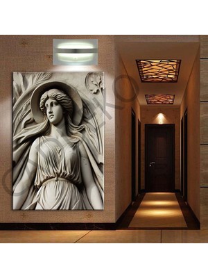 Caddeko Taş Görünümlü Şapkalı Kadın Dekoratif Kanvas Tablo DKMR410