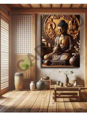 Caddeko Buddha Feng Shui Buda Kanvas Tablo FNGS26