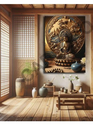 Caddeko Buddha Feng Shui Buda Kanvas Tablo FNGS21