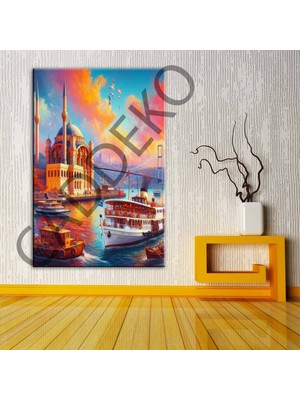 Caddeko Istanbul Ortaköy Cami ve Sahil Kanvas Tablo DKMR349