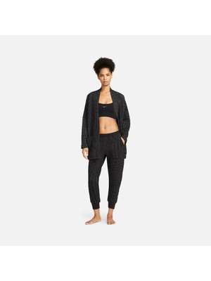 Nike Yoga Therma-Fit Luxe Cozy Fleece Jacquard Kadın Çift Taraflı Siyah Eşofman Altı DQ6314