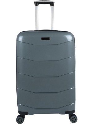 Bagacar Ultra Hafif Kırılmaz Silikon Kabin Boy Valiz Gri+Etiket Hediyeli!