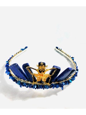 Medusa Freya Lapis Lazuli Taç ( Doğal Taş, Saç Aksesuarı, Düğün, Gelin, Luxury, Night )