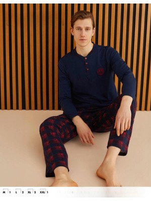 Pijamoni Erkek Süprem Uzun Kol Ince Pijama Takımı 6300 / 2 - 1 Adet