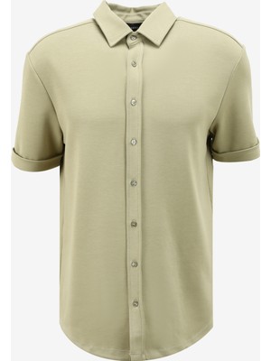 Fabrika Basic Gömlek Yaka Düz Açık Haki Erkek Gömlek F4SM-GML 0703