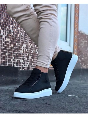 K&a  KA032 Siyah Bağcıklı Sneakers  Yarım Bilek Bot