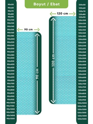 Edükkanım Kaydırmaz Turkuaz Bal Petek Paspas EN:90CM 90 x 500