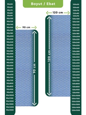 Edükkanım Kaydırmaz Mavi Bal Petek Paspas EN:120CM 120 x 100