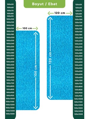 Edükkanım Kaydırmaz Turkuaz Karmaşık Paspas EN:100CM 120 x 1500