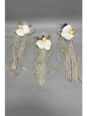 Hasırlı Bohça Bavul ve Konvoy Araba Süsü 3 Adet Krem