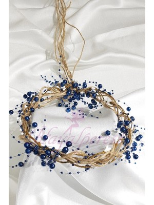 Saks Mavi İncili Hasırlı Taç