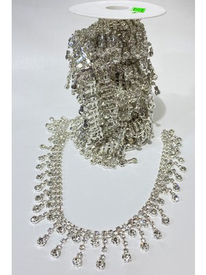 Taşlı Püsküllü Aksesuar Şerit Taş Aplik 1 mt