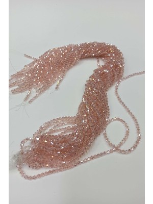 Pudra Renk Kristal Boncuk Piramit 4 mm