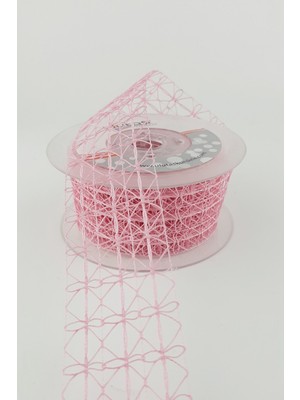 Pembe Dantel Tela Kurdele 4 cm 10 mt